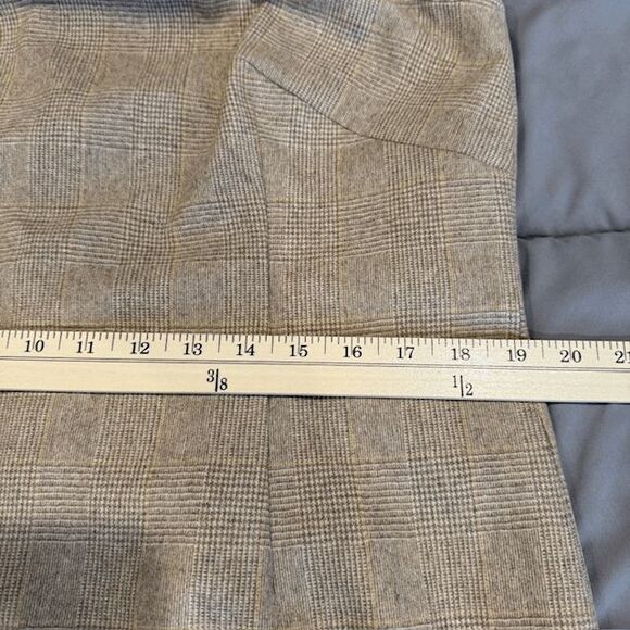 AKRIS PUNTO Wool Midi Dress Sleeveless Tan Plaid Check Back Zip Size 12 - Picture 12 of 14